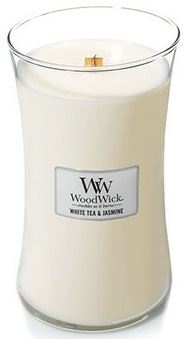 WoodWick White Tea & Jasmine świeca zapachowa z drewnianym knotem 609,5 g