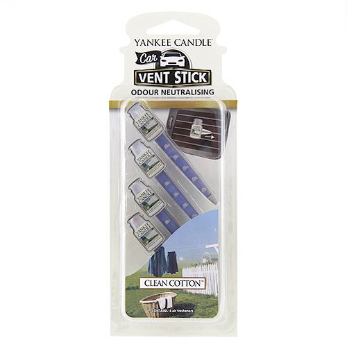 Yankee Candle Car Vent Sticks Clean Cotton klamerki zapachowe 4 szt