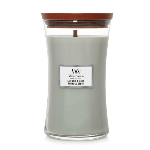 WoodWick Lavender & Cedar świeca zapachowa z drewnianym knotem 609,5 g