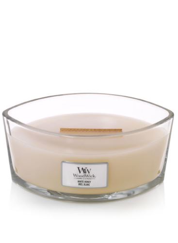 WoodWick White Honey świeca zapachowa z drewnianym knotem 453,6 g