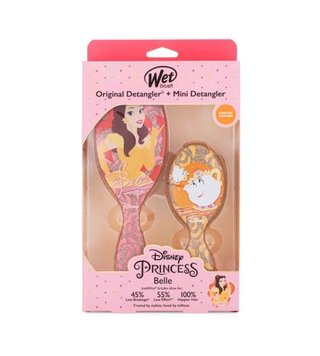 Szczotka mokra Disney Princess Belle Kit zestaw upominkowy szczotka do włosów Original Detangler + szczotka do włosów Mini Detangler