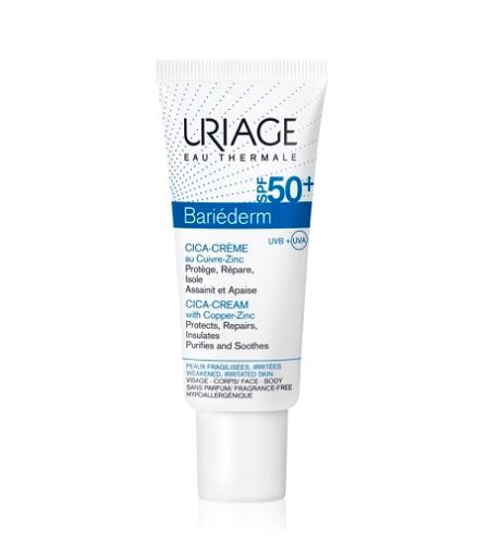 URIAGE Bariéderm Cica krem regenerujący z miedzią i cynkiem SPF 50+ 40 ml
