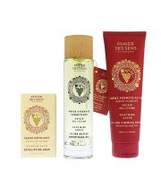Panier Des Sens Renewing Grape zestaw prezentowy mydło złuszczające 150 g + suchy olejek do ciała 100 ml + ujędrniający krem do ciała 140 ml (1)