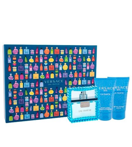 Versace Man Eau Fraiche zestaw prezentowy dla mężczyzn woda toaletowa 50 ml + żel pod prysznic 50 ml + balsam po goleniu 50 ml