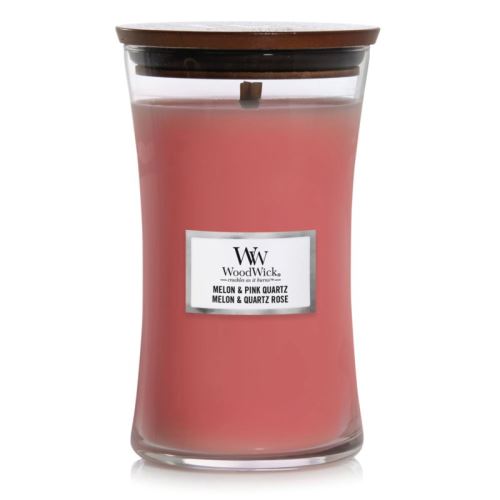 WoodWick Melon & Pink Quartz świeca zapachowa z drewnianym knotem 609,5 g
