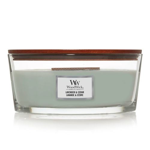 WoodWick Lavender & Cedar świeca zapachowa z drewnianym knotem 453,6 g