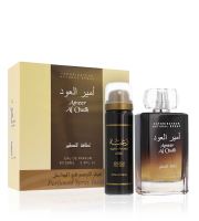 Lattafa Ameer Al Oudh zestaw prezentowy unisex woda perfumowana 100 ml + dezodorant 50 ml