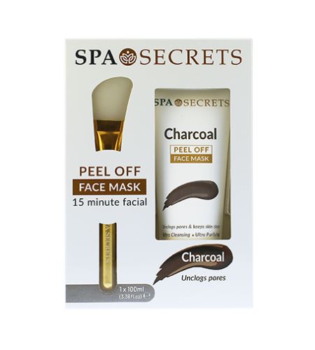 Xpel Spa Secrets Peel Off Face Mask zestaw upominkowy maseczka do twarzy Spa Secrets Charcoal Peel Off 100 ml + aplikator
