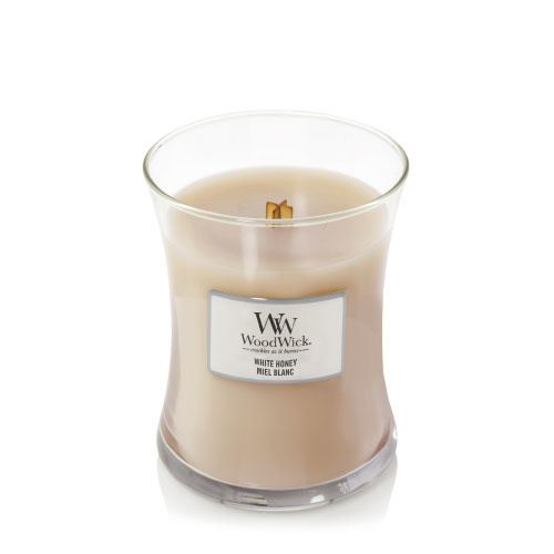 WoodWick White Honey świeca zapachowa z drewnianym knotem 275 g