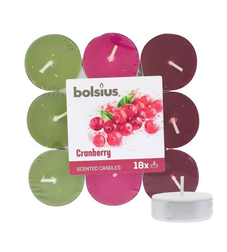 Bolsius Scented Tealights Cranberry 4h świeczka herbaciana 18 szt