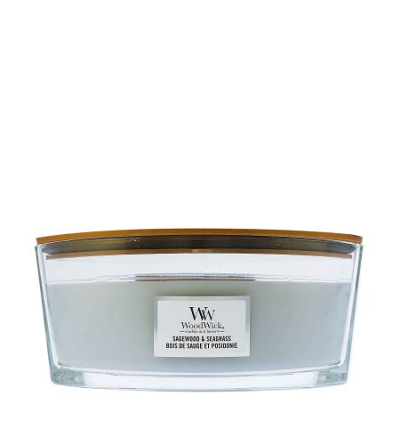 WoodWick Sagewood & Seagrass świeca zapachowa z drewnianym knotem 453,6 g