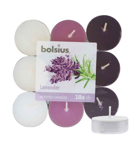 Bolsius Scented Tealights Lavender 4h świeczka herbaciana 18 szt